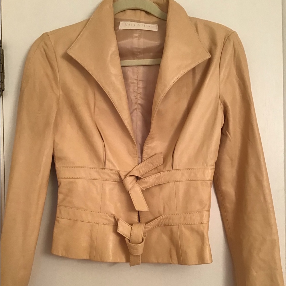 Valentino tan lamb leather jacket size 6